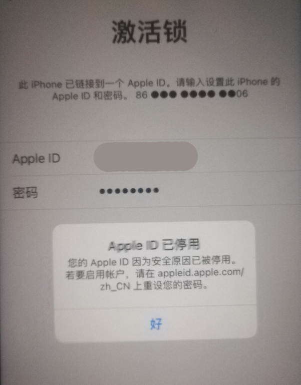玉树苹果手机维修分享iPhone 12 出现提示“Apple ID 已停用”怎么办 